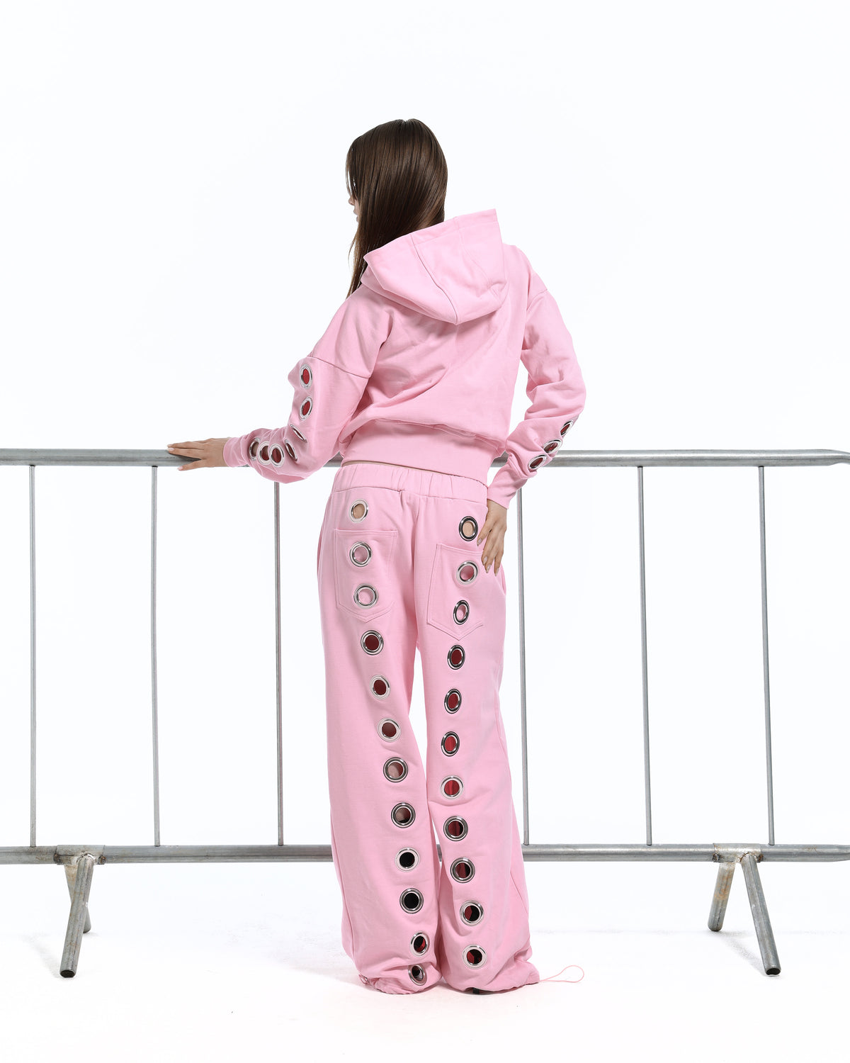 Pink Eyelet Tracksuit Top