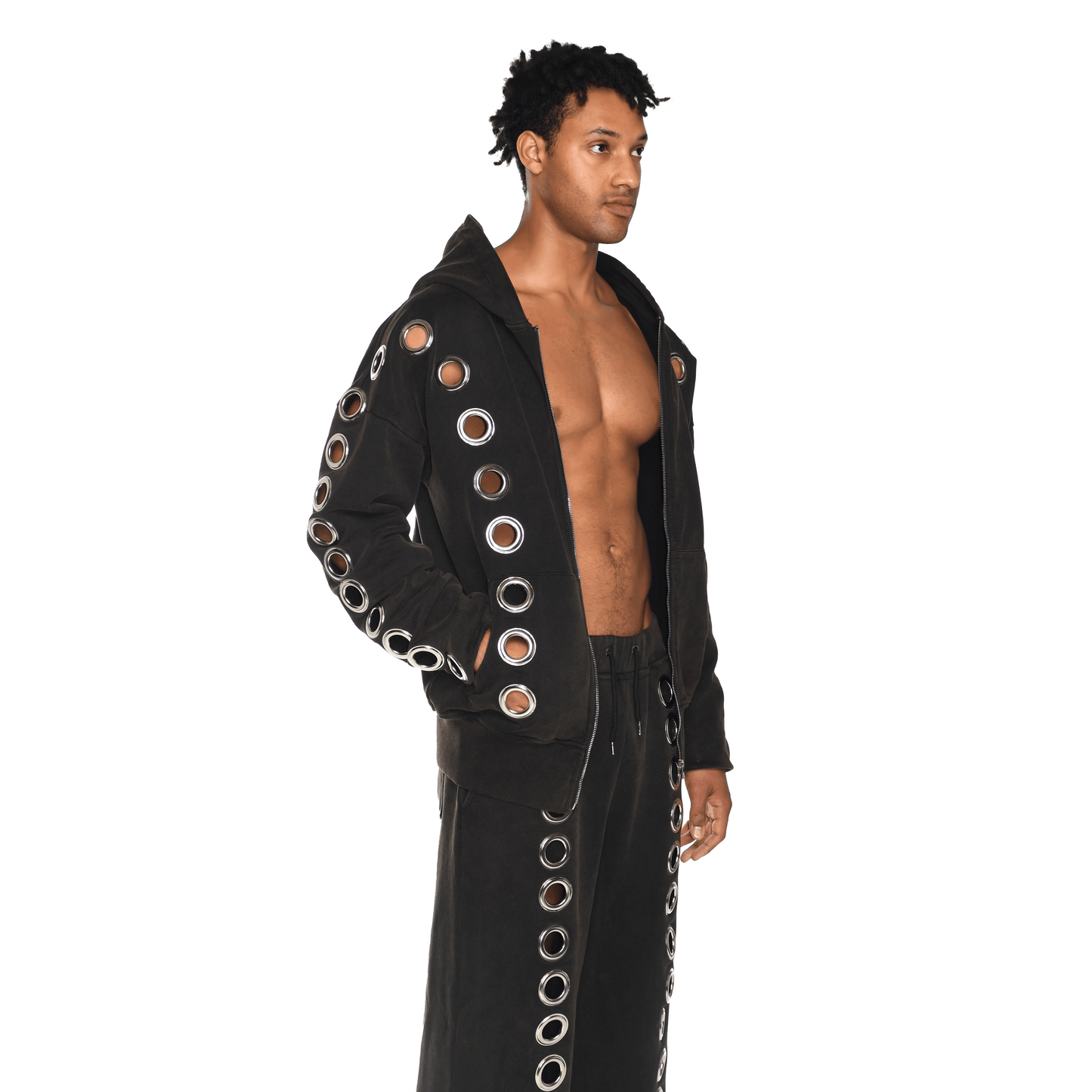 Eyelet Tracksuit Top Brown