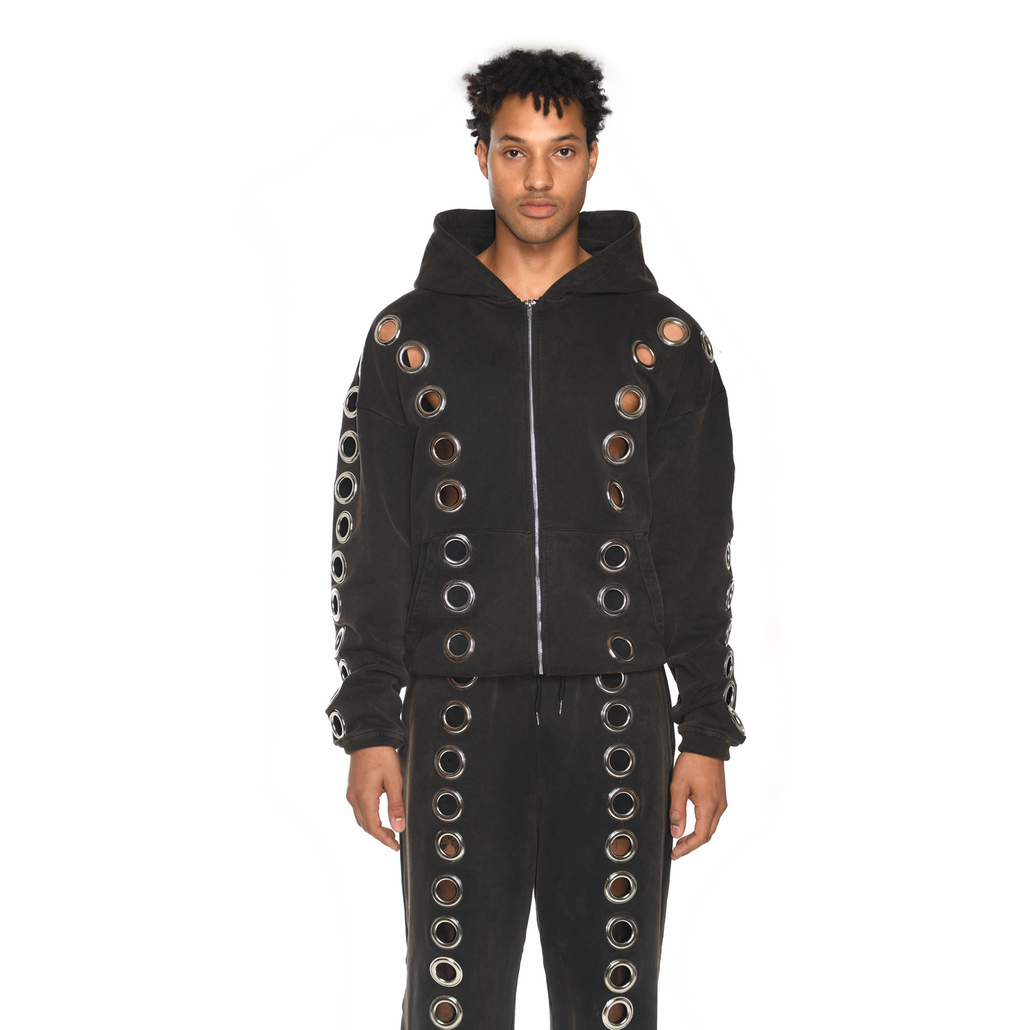 Eyelet Tracksuit Top Brown