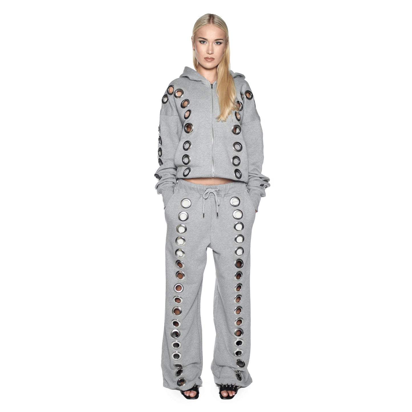 Eyelet Tracksuit Top Grey