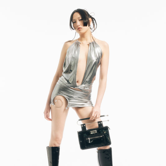 Torque Tie Top in Metallic Silver