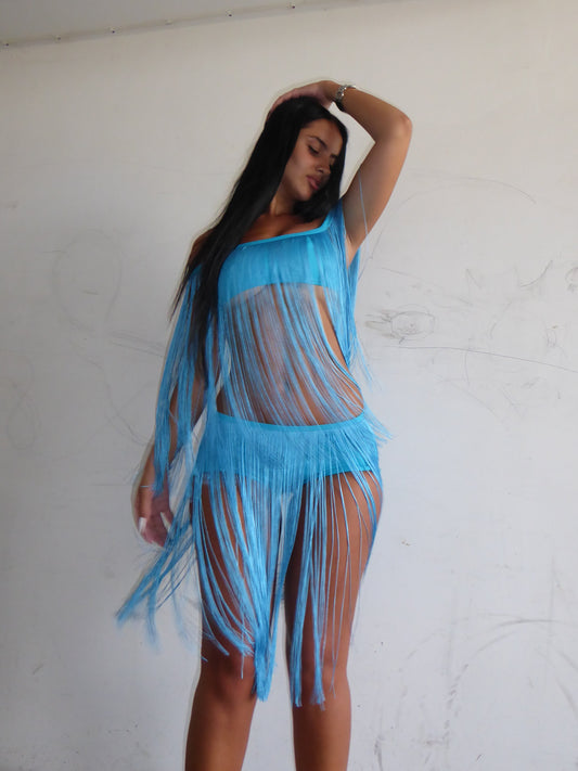 Long Fringe Crop Vest