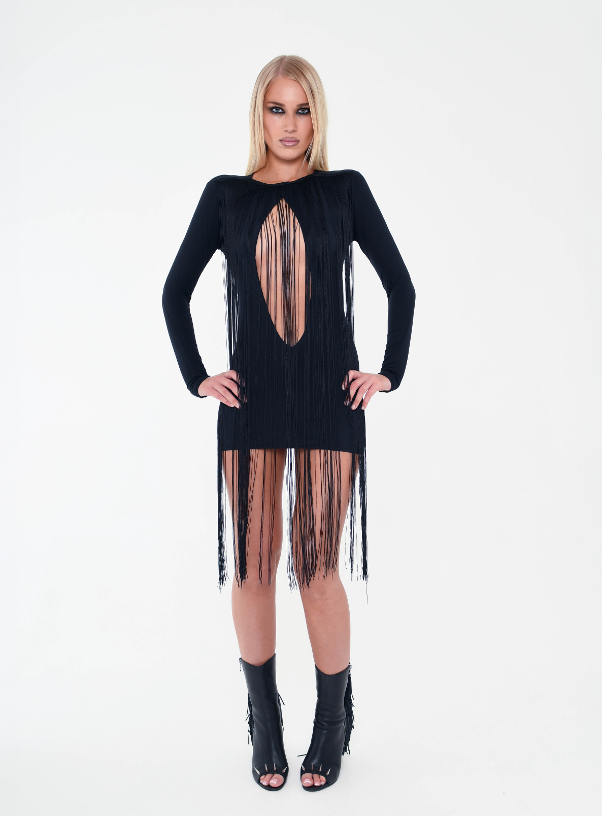 Centre Slit Mini Fringe Dress