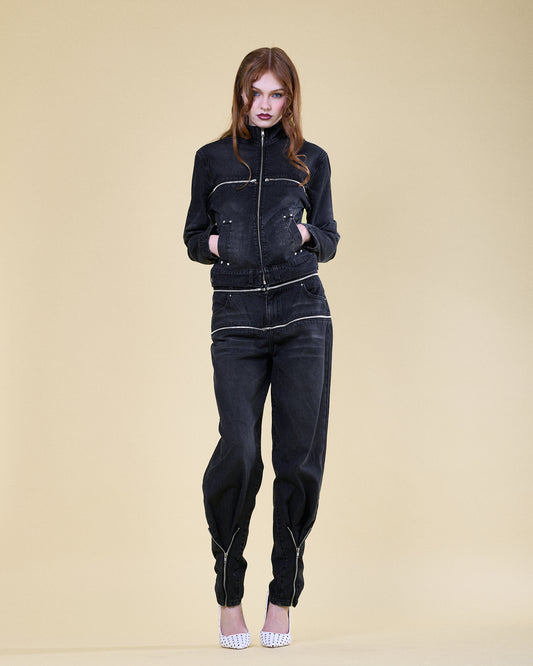 Zipper Waistband Jeans