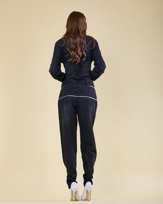Zipper Waistband Jeans