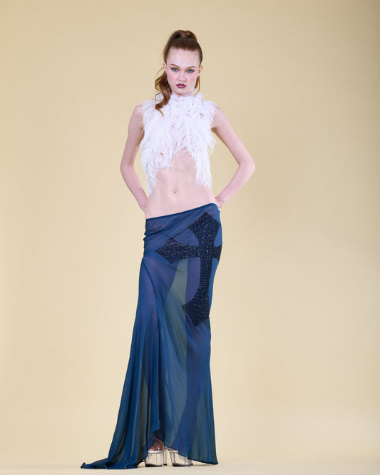 Rhinestone Cross Maxi Skirt