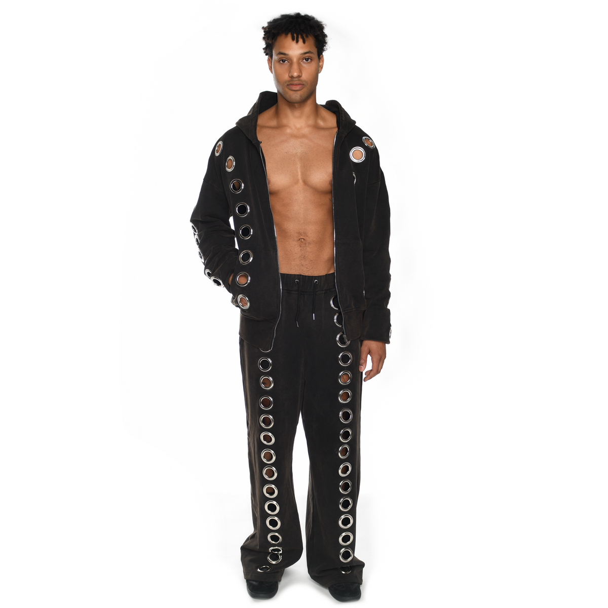 Eyelet Tracksuit Top Brown – 1XBLUE