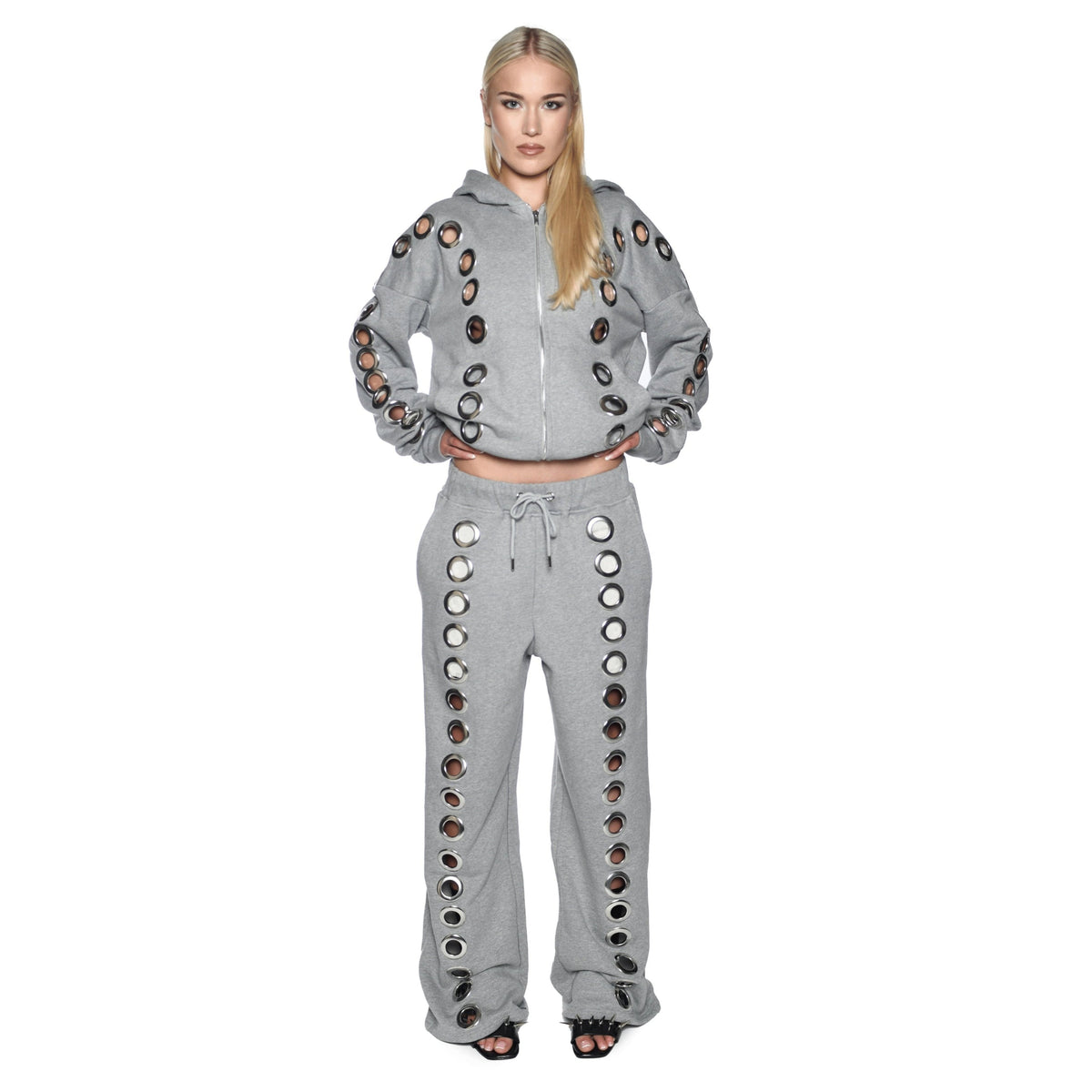 Eyelet Tracksuit Top Grey